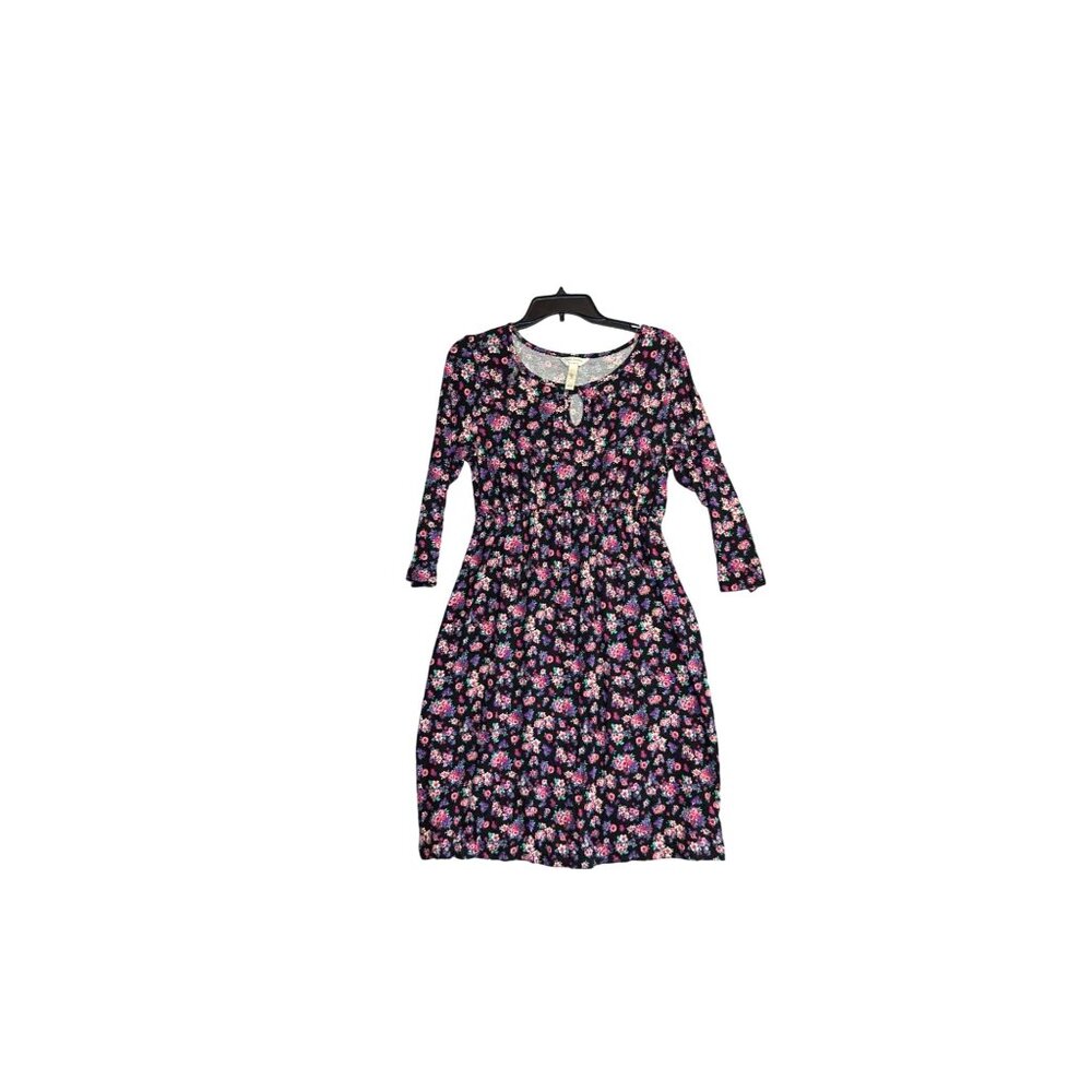 Three Seasons Maternity Floral Dress Long Sleeve Size M 65% Rayon 35% Polyester